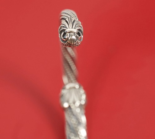 $475 SCOTT KAY 40g Ø7mm 2.5" 64mm Sterling Silver Twisted Rope Cuff Men Women - Picture 10 of 12