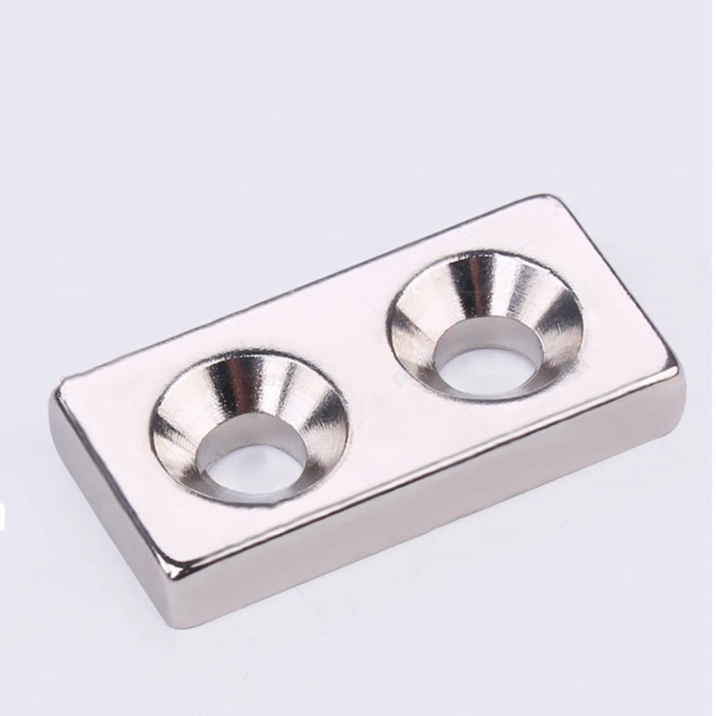 Countersunk Hole Block Magnets Square Magnet 2 Holes Neodymium Multiple  Size | eBay