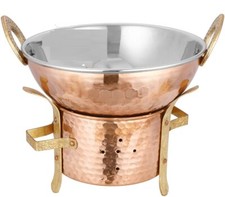 Serving Dish Tea Light( Candle) Food Warmer dish &  Shegari Kadai Hammer Copper