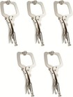 [5 Pack] 11" Swivel Pad Locking C-Clamp Locking Pliers, Professional Grade