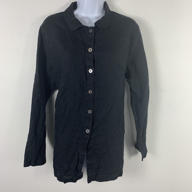 CTC Linens Womens Top Sz M Black Occasion Cruise Casual Linen Summer