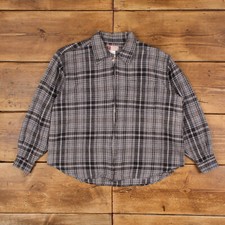 Vintage Faded Glory Shacket Jacket M 90s Plaid Grey Womens Zip