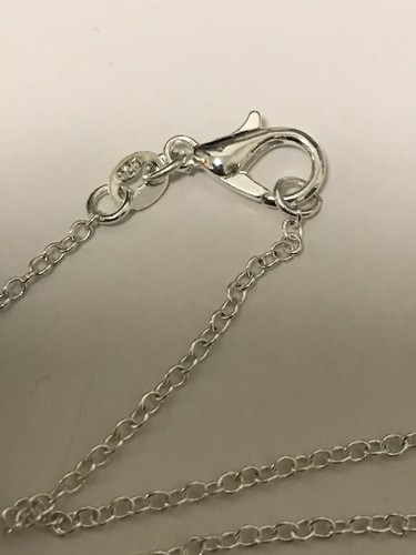 18K White Gold German Silver Pendant & 925 Silver Copper Chain - Orange Crystal - Picture 4 of 6