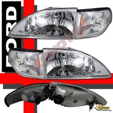 94-98 Ford Mustang Gt Cobra V6 Chrome Headlights W Corner Signal Lights 4pcs Set