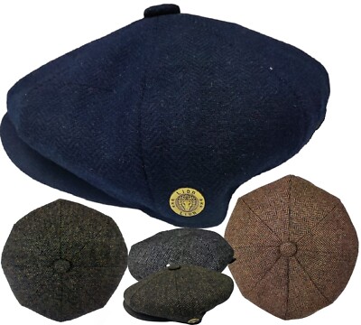 Classic Cap Olney Hats Harris Tweed Herringbone Newsboy Cap