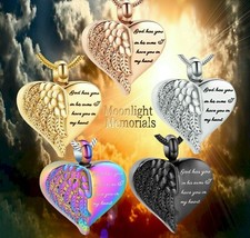 New Angel Heart God has you in his Arms Urn Ashes Cremation Memorial Necklace