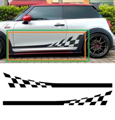 F56 MINI Cooper S JCW John Cooper Works Side Panel Chequered Vinyl Decal Black