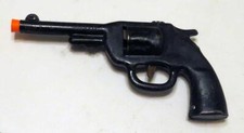 PRESSED TIN CLICKER PISTOL BLACK REVOLVER WYANDOTTE GUN TOY VINTAGE 40S WORKING