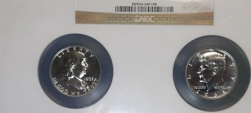 THE END OF AN ERA (set) / 1963 Franklin 50C and 1964 Kennedy 50C - NGC PF 67