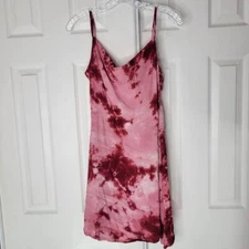 3 / $30 Lulus Dress Small Berry Red Tie Dye Mini Slip Cowl Neck