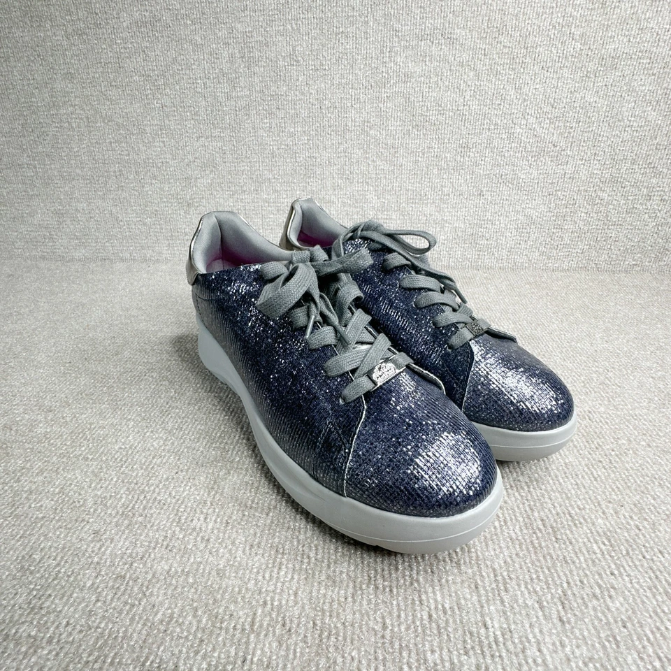 Fornarina Moda Tenis Talla 9.5 Mujer Gris Plata Metálico Textil Brillo Foto 2 de 4