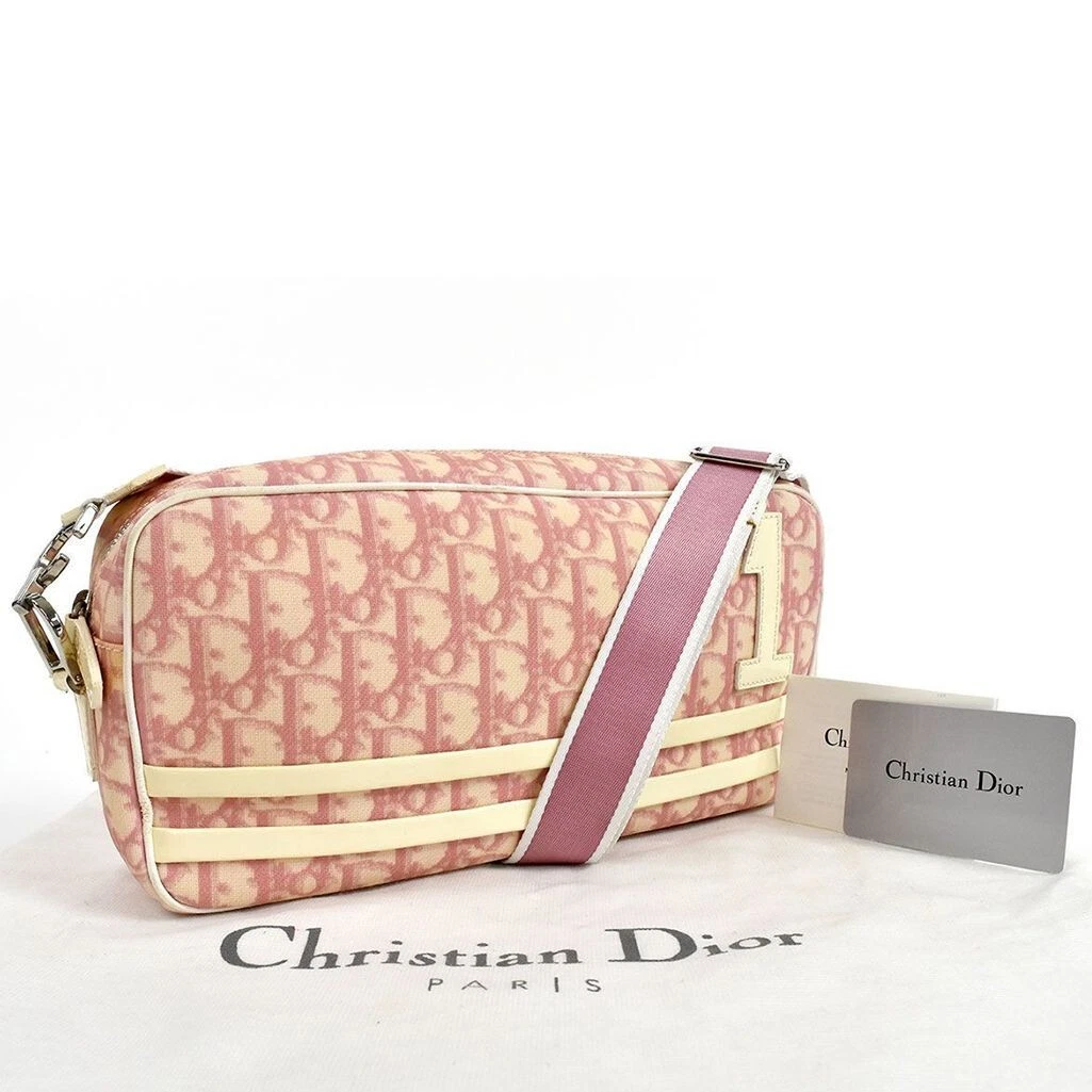 Sac à bandoulière Christian Dior rose monogramme