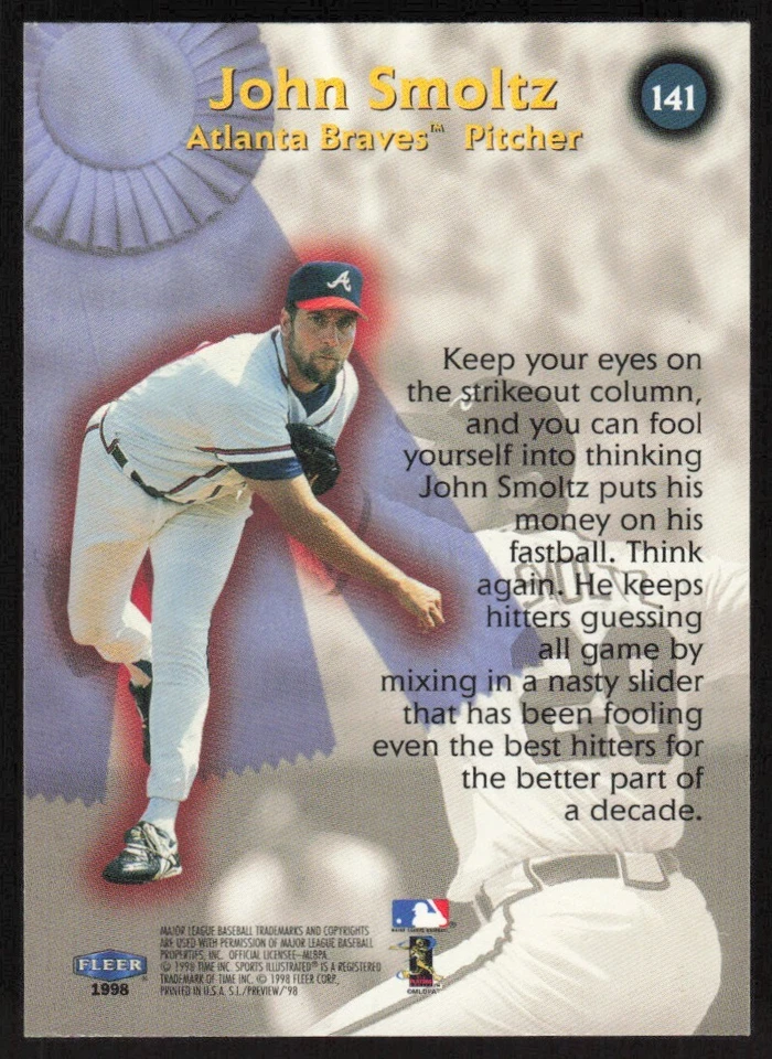 1998 Sports Illustrated Baseball's Best John Smoltz #141 Atlanta Braves - Image 2 of 2