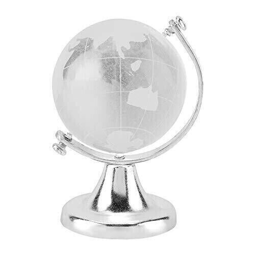 World Globe Crystal Glass Ball Mini Clear Round Earth Sphere Miniature Map Boxed - Picture 1 of 5