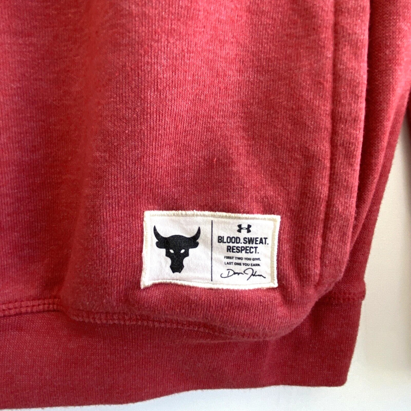 VETEMENTS Felpa con cappuccio UNDER ARMOUR Project Rock Blood Sweat Respect Pullover Rosso Ragazzo Gioventù L