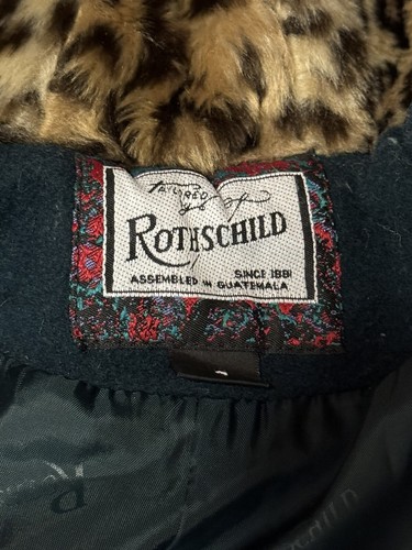 Rothschild Wool Peacoat Girl 4T Green Leopard Faux Fur Collar A-Line Coat Button - Picture 3 of 19