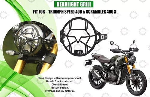 Triumph Speed 400 Cosmic Headlight Grill – Black Aluminum & Steel, Easy Front Mount