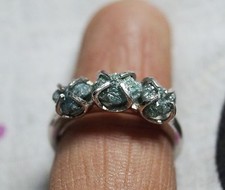 2.85 ct Natural Blue rough diamond ring, Blue raw diamond ring, 925 silver Ring