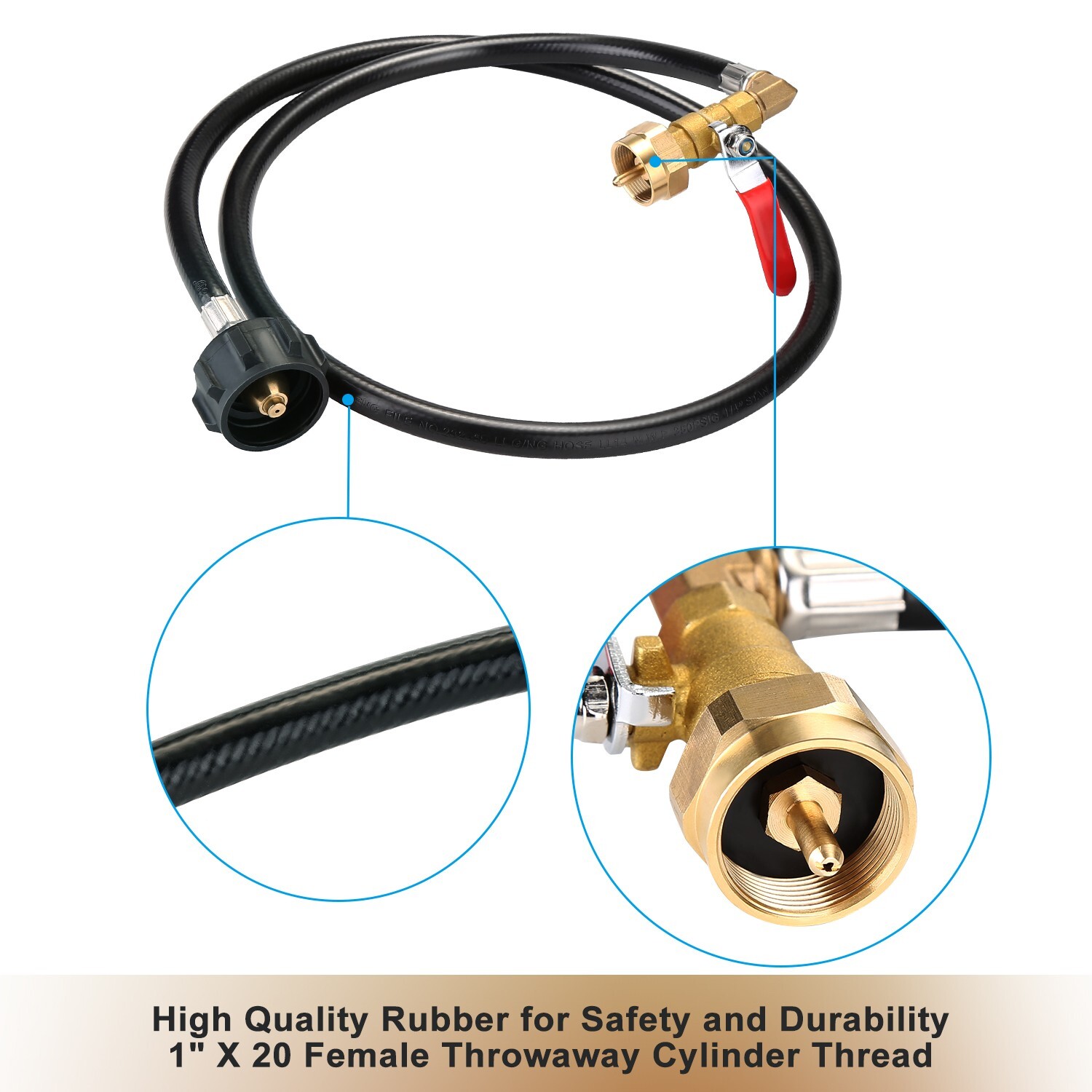 48'' Propane Refill Adapter Extension Hose for 1 LB Propane Gas Tank