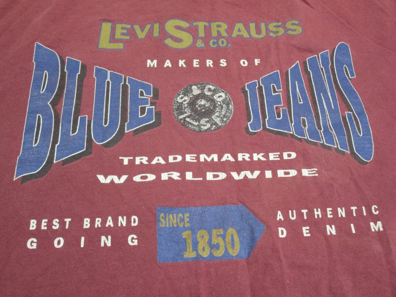 Vintage Levi Strauss Blue Jeans T Shirt Tee 90s U… - image 8