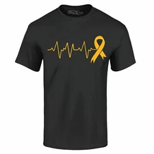 Heartbeat Gold Ribbon T-shirt Childhood Cancer Awareness Shirts