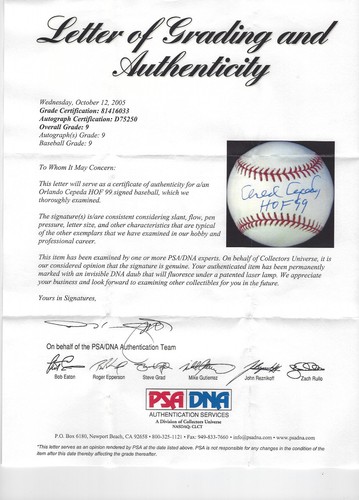 Orlando Cepeda Giants Signed HOF 99 Autograph OMLB Baseball PSA DNA Mint 9 W COA - Picture 4 of 4