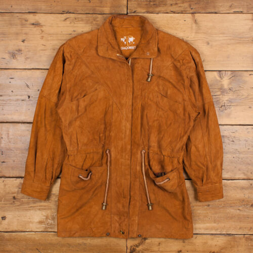 Vintage Dagorret Wildlederjacke L 80er Jahre Kordelzug braun Damen Reißverschluss