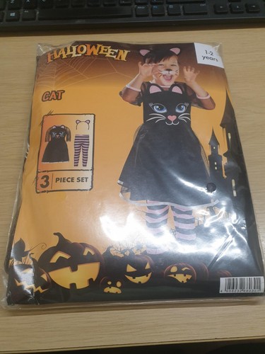 Kids Halloween CAT Costume 3 Piece Set 1-2 Years JUST £6.49 FREEPOST - Picture 2 of 12