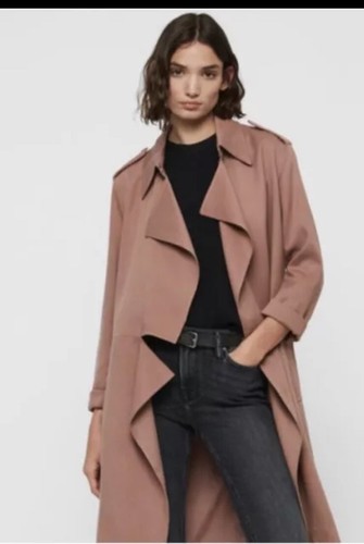 NEW! Allsaints All Saints Bexley Mac Coat Jacket Anthropologie L Trench Mocha