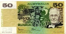 1985 Australia $50 Fifty 50 Dollars Banknote Johnston Fraser YPJ 455846