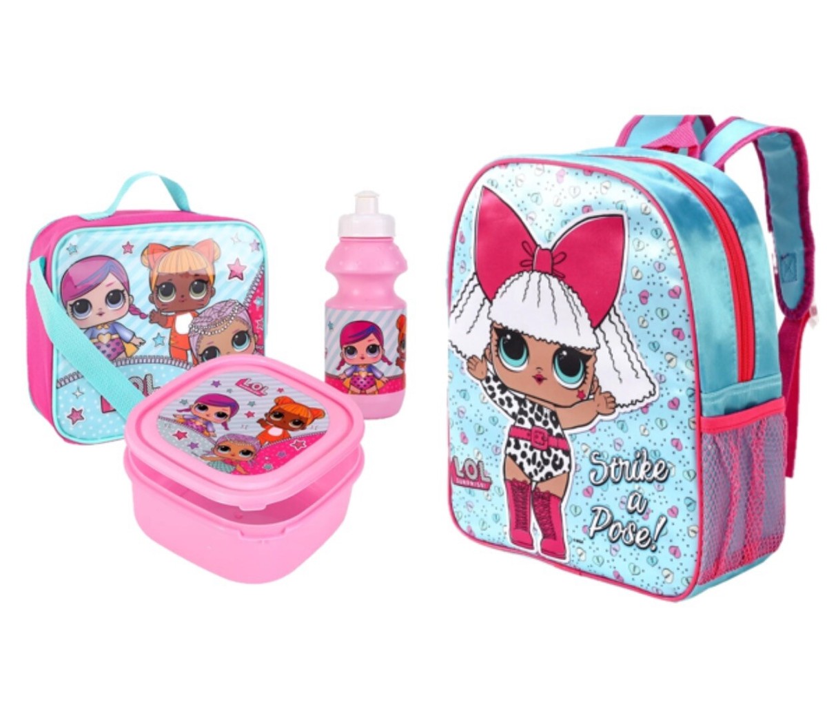 Childrens LOL Surprise Doll Backpack with 3pc Lunch Box Set Girls