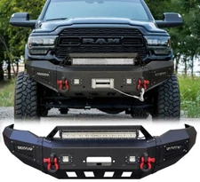 New Steel Front Bumper W/Winch Plate&Light For 19-22 Dodge Ram 2500/3500 DT