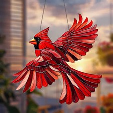 Acrylic Cardinal Bird Sun Catcher Stained Hanging Window/Home Decor Ornament