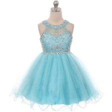 AQUA Size 8 Flower Girl Dress Bridesmaid Birthday Recital Graduation Party