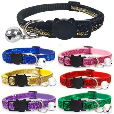 Katzenhalsband Sicherheitsauslöser Break Away Glitzer Tier Katze Kätzchen Halsband mit Glöckchen