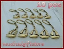 Lot of 10 PCs Solid Brass Marine Nautical Sailor Caption Boat Key-chain Ring