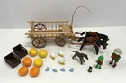 Vintage Playmobil 3735 Pumpkin Harvest Wagon Set w/ Horses, Chickens & Rabbits