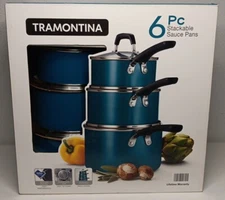 NEW Tramontina, 6-Piece Stackable Nonstick Sauce Pan Set w Lids 