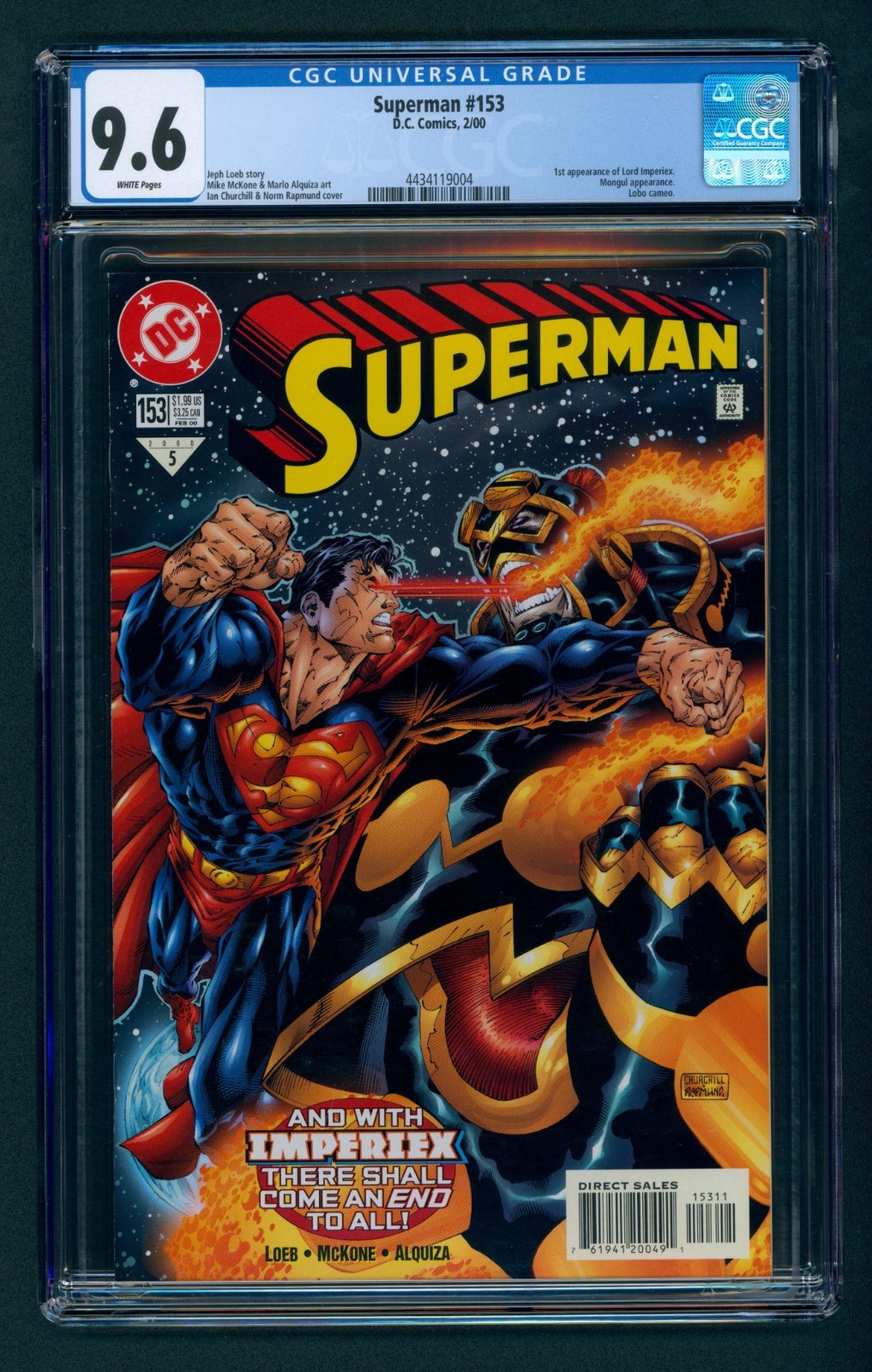 Superman #153 (2000 DC) CGC 9.6 W! 1st Appearance Lord Imperiex!