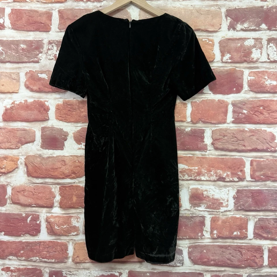 Vintage My Michelle Dress 11 Dark Green Velvet Velour Casual Evening Popover - Image 2 of 4