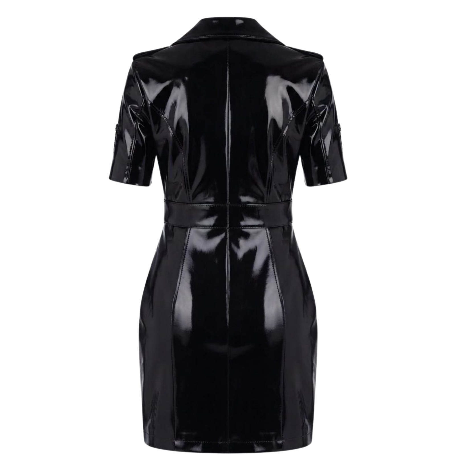 PVC Vinyl womens Shinny Half sleeves  trench long Coat Waterproof Winters Jacket image 2