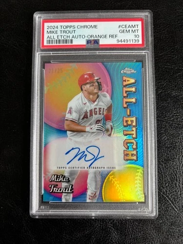2024 Topps Chrome - All-Etch Autographs Mike Trout #CEA-MT Orange Refractor /25