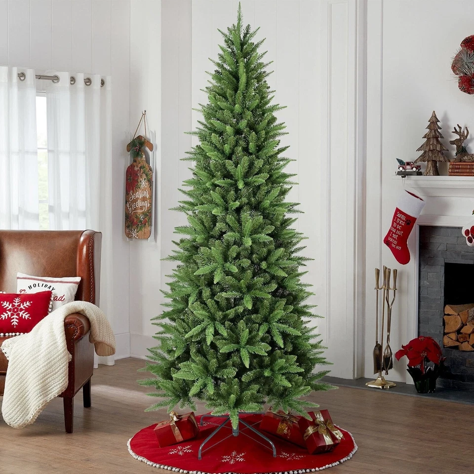 7 ft Slim Pencil Skinny Artificial Christmas Tree with 1180 Branch Tips Green - Image 3 of 4