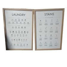 Set of 2 Wood Wall Hanging Signs for Laundry Washing Stain Removal 15.5x10.5