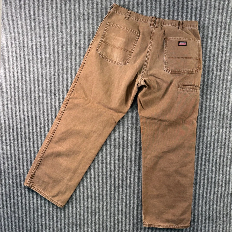 Dickies Mens 36x30 Brown Duck Canvas Carpenter Pants Workwear Utility Y2K - Image 3 of 4