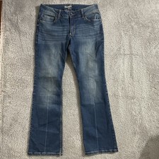 Wrangler Jeans Women Size 11x32 Bootcut Dark Wash Blue Denim Stretch Embroidered