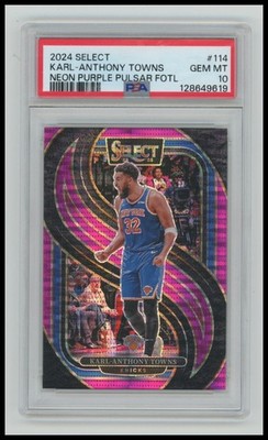 2024-25 Panini Select Karl-Anthony Towns Neon Purple Pulsar FOTL /5 #114 PSA 10