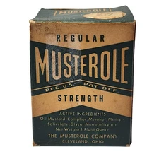 Vintage NOS Musterole Regular Strength 1 oz Glass Jar w/ Box Made in USA Leaflet