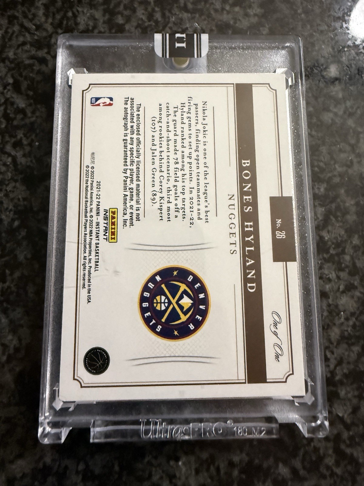 2021-22 Panini Instant Prime Signatures Bones Hyland 75th Logoman Patch Auto 1/1 view 2
