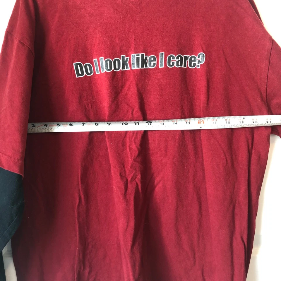 Camisa de colección y2k "do i look like i care" manga larga dos tonos sin límites talla L Foto 4 de 4